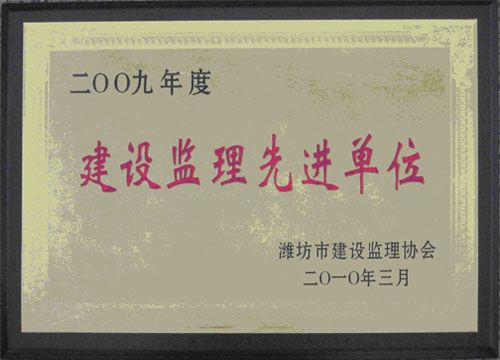 点击查看详细信息<br>标题：2009年度建设监理先进单位 阅读次数：5033