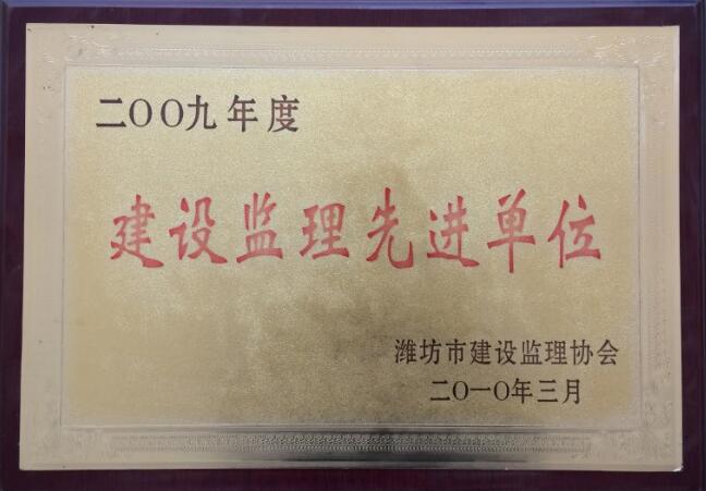 点击查看详细信息<br>标题：2009年度建设监理先进单位 阅读次数：2280