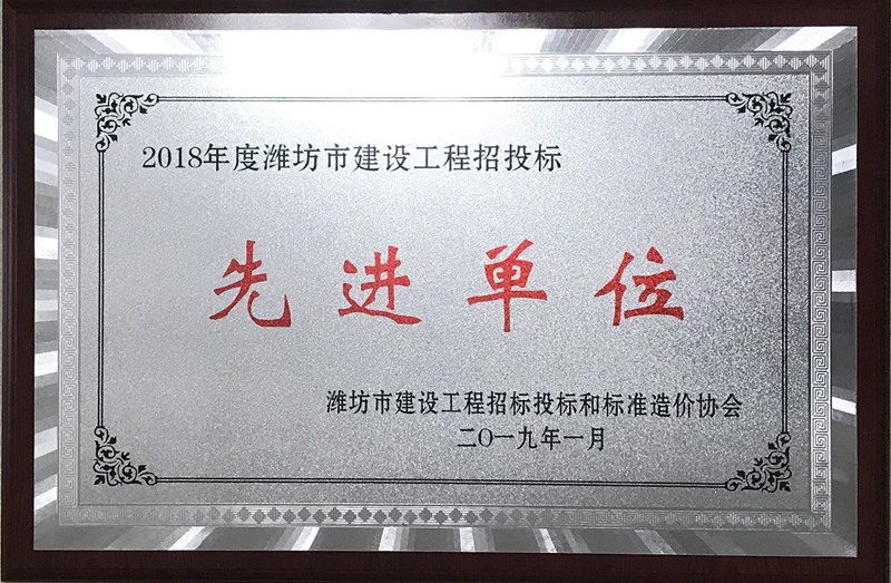 点击查看详细信息<br>标题：2018年度招标代理先进单位 阅读次数：1764